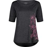 CMP - Leichtes Melange-Jersey-T-Shirt für Damen, Anthrazit Mel.-Pink Fluo, D34