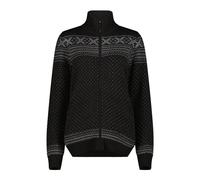 CMP Knitted Damen Sweat Jacke mit Wolle und Full Zip Reißverschluss Nero 42
