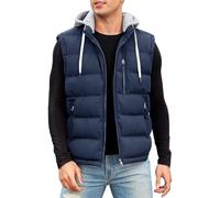 CMTOP Weste Herren mit Kapuze Wasserabweisend Steppweste Warme Herren-Westen, Leicht Ärmellose Jacke Winddichte Winterweste Reißverschluss Bodywarmer Vest Gilet mit Taschen(Marineblau,XL)