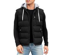CMTOP Weste Herren mit Kapuze Wasserabweisend Steppweste Warme Herren-Westen, Leicht Ärmellose Jacke Winddichte Winterweste Reißverschluss Bodywarmer Vest Gilet mit Taschen(Schwarz,XL)