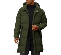 CMTOP Winterjacke Herren Warme Quilted Steppjacke Lang Hooded Einfarbig Wintermantel Winddicht Outdoor Jacken Metall Glänzende Casual Parka mit Reißverschluss(Armeegrün, XL)