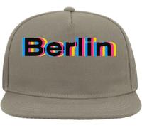 CMYK Style Berlin Graphic Snapback Flat Visor Cotton Blend Cap Gray