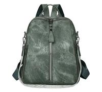 CMZYBBD Arbeitsrucksack Retro-Mode-Leder-Rucksack Für Frauen-Retro-Retro-weiche One-Shoulder-Reisetasche, Stilvolle Handtasche Zum Pendeln, Einkaufen Und Reisen-grün