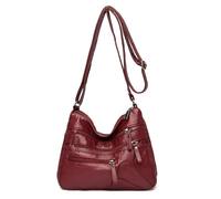 CMZYBBD Handtasche Damen Weiche Leder -umhängetasche Von Frauen - Große Kapazität Crossbody -Tasche Für Pendeln, Arbeit Und Einkaufen-rot