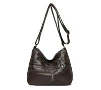 CMZYBBD Handtasche Damen Weiche Leder -umhängetasche Von Frauen - Große Kapazität Crossbody -Tasche Für Pendeln, Arbeit Und Einkaufen-Dunkelbraun