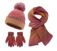 CMZYBBD Mütze, Schal & Handschuh-Sets Für Damen Hutschalhandschuhe Für Frauen Warm Gestrickte Hutschalhandschuhe Dreiteilige Set Elegantes Vielseitige Wintersets-rot-eine Größe