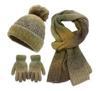 CMZYBBD Mütze, Schal & Handschuh-Sets Für Damen Hutschalhandschuhe Für Frauen Warm Gestrickte Hutschalhandschuhe Dreiteilige Set Elegantes Vielseitige Wintersets-grün-eine Größe