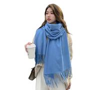 CMZYBBD Schal Wollschal Für Damen - Dicker Kaschmir Für Herbst Und Winter, Vielseitiger Schal, Roter Schal Mit Doppeltem Verwendungszweck Als Wärmendes Geschenk Für Damen-blau-b-200 * 70 cm