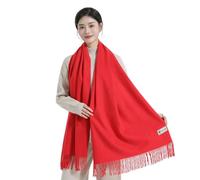 CMZYBBD Schal Wollschal Für Damen - Dicker Kaschmir Für Herbst Und Winter, Vielseitiger Schal, Roter Schal Mit Doppeltem Verwendungszweck Als Wärmendes Geschenk Für Damen-rot-a-200 * 70 cm