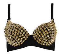 CNAFGBGG 1pc beutschte BH Punk Dancing Performance Gold Metallic Nieten mit Spikes mit verstellbarem Riemen, für Clubparty, Drance -Kleidung, Karneval