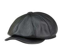 CNAFGBGG Newsboy Cap Cowhide Leder Herren Zeitschütze Black Flat Cap 8-Panels Beret Hut Golf Cabbie Huthüte für Männer Frauen XL.