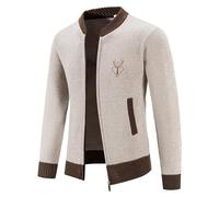 CNNBYYDS Trachtenjacke Herren - Trachten Strickjacke mit Stehkragen & Reißverschluss Langarm Winterjacke Sportlich Trachtenjanker Modern Cardigan Sweater Jacke Tracht Strickjacken für Herren