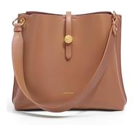 Cnoles Damen-Schultertasche aus edlem Rindleder - Großvolumiger Shopper mit Crossbody-Umhängung im trendy Eimertaschen-Design (braun)