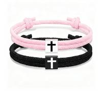 Cnrfeoap 2 Stück bequeme verstellbare Seilarmbänder Symbol ideal für Paare Glaube Ausdruck Geschenk religiöses Geschenk, Eine Größe, Wie beschrieben