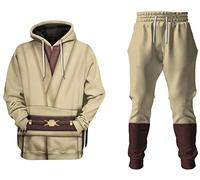 Cnulaueu Unisex Obi Wan Kenobi Sweatshirt Jedi Master Kostüm Hoodie Reißverschluss Mantel Pullover Hosen Anzug (DE/NL/SE/PL, Alphanumerisch, XL, Regular, Regular, Pullover Anzug)
