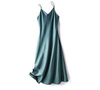 CNYMFF Kleid Weibliche Seidige V-Ausschnitt Mit Long Satin Slip Kleid Für Frauen Sommerkleid Frauen Abendkleider Seidenkleid Kleid-grün-l