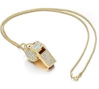 COACOM 1 Stück Goldene Pfeifenkette, 1 Stück Pfeifenanhänger, Exquisite Strasskette, Autoschlüsselanhänger, Sportschiedsrichtergeschenk.