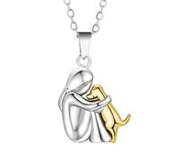 COACOM 2 Stück Hundehumarmungsmädchenkette Und 2 Stück Ring, Tiermotivanhänger, Emotionaler Gedenkschmuck, Können Mädchen, Töchtern, Müttern Und Freunden Gegeben Werden.