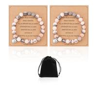 COACOM 2 Stück Natursteinarmbänder, 1 Stück schwarze Aufbewahrungstasche, Sweetheart-Armband, süßer Anhänger, rosa Armband, Geschenk für Teenager
