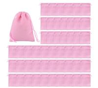 COACOM 50-teilige Samt-Schmucktasche, Halskette, Armband und Geschenk-Aufbewahrungstasche mit Kordelzug, weiche Samt-Aufbewahrungstasche zum Verpacken und Aufbewahren (Rosa)