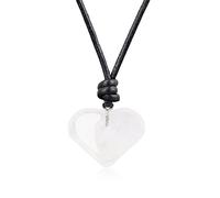 COAI Geschenkideen Damen Lederband Halskette mit Edelsteine Herz Anhänger aus Bergkristall
