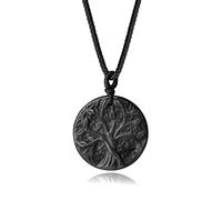 COAI Geschenkideen Unisex Halskette mit Lebensbaum Anhänger aus Schwarzem Obsidian Baum des Lebens Medaillon Vestellbare Kette