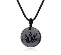 COAI Obsidian Lotus Blume Anhänger Halskette für Herren und Damen