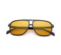 COASION Retro Pilot Sonnenbrille für Frauen Männer Klassisch Rechteckig Doppelsteg Brille Übergröße 70er Jahre Vintage Eyewear UV400 Schutz(Glänzend Schwarzer Rahmen/Orange Gläser)