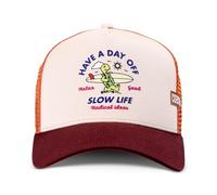 Coastal HFT Trucker Cap Day Off Sand/Brown - High Fitted Mesh Baseball Cappy - Have A Day of Slow Life - Unisex Surfing Sports Basecap Freizeit Kappe Kopfbedeckung + Stuff & Style Cap-Saver