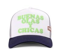 Coastal HFT Trucker Cap Olas Y Chicas White/Navy - High Fitted Mesh Baseball Cappy - Surfer Slogan Print - Unisex Surfing Sports Basecap Freizeit Kappe Kopfbedeckung + Stuff & Style Cap-Saver
