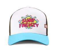 Coastal HFT Trucker Cap Surf Frenzy White/Turquoise - High Fitted Mesh Baseball Cappy - Surfer Motiv Print - Unisex Surfing Sports Basecap Freizeit Kappe Kopfbedeckung + Stuff & Style Cap-Saver