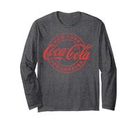 Coca-Cola New York Los Angeles Circle Logo Langarmshirt, Unisex für Erwachsene, Anthrazit Meliert, S