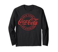 Coca-Cola New York Los Angeles Circle Logo Langarmshirt, Unisex für Erwachsene, Schwarz, XL