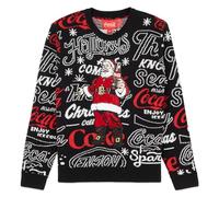 Coca-Cola Nostalgie Weihnachtspullover für Damen & Herren - Offiziell lizenzierter Retro Holiday Ugly Christmas Sweater, Classic Signs - Schwarz, Medium