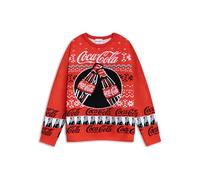 Coca-Cola Roter Weihnachtspullover mit Fair-Isle-Logo für Herren | Langärmliger Rundhalsausschnitt für Feiertage | Festliche Kleidung für Weihnachten Merchandise
