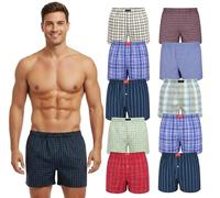 Cocain underwear 10 Stück Herren Boxershorts, lockere, gewebte Boxer aus Baumwolle, Verschiedene Karierte und gestreifte Design gemischt, Loose fit, Gr. S