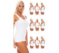 Cocain underwear 10 Stück Unterhemd Damen Weiss Baumwolle - ideal für empfindliche Haut. Weisses Unterhemd Damen aus Reiner Baumwolle Gr. 60/62