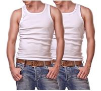 Cocain underwear 2 Herren Unterhemden 100% Baumwolle weiß Feinripp Gr. 6/L herrenunterwäsche Axel Shirt schirt trägershirt Tank Shirt ärmellose t Shirts Kochfest Trocknergeeignet