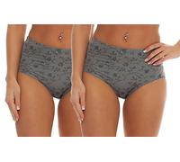 Cocain underwear 2 modische Microfaser Taillen-Slips Uni grau 36-38 mit Streublümchen und Kleiner Schleife - Leichter Shape-Effekt