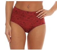 Cocain underwear 4 Damen Slips modische Microfaser Taillen-Slip Uni rot Unterwäsche Leichter Shape-Effekt Grösse 40-42 Unterhose Mieder Streublümchen Kleine Schleife