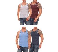 Cocain underwear 4 Stück farbige Herren Unterhemden, Gr. 10 - Pack 2 - hellgrau/Bordeaux - hellblau/dunkelblau, Größe Gr. 48-50 52-54 56-58