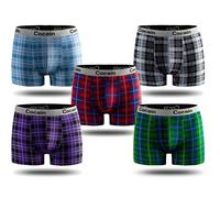 Cocain underwear 5 Stück modische Boxershorts Marke Style: kariert Gr. XL Farben gemischt dezenten Farben feinste Baumwolle größe grösse gr. 48-50 52-54 56-58