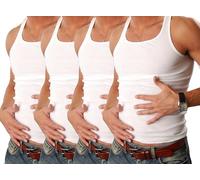 Cocain underwear cocain 4, 8 oder 16 Weisse Unterhemden für Herren - Marke Geripptes Achselhemd 100% Baumwolle, L, 4 Herren Unterhemden Weiß