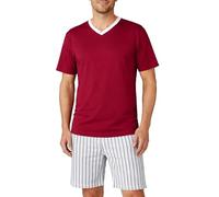 Cocain underwear Herren Shorty Schlafanzug Kurze Hose Hausbekleidung V-Ausschnitt männer Kurze schlafanzüge Herren Gr. 3XL Weinrot/gestreift Größe Grösse S M L XL XXL günstiger billiger