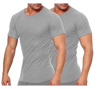 Cocain underwear Warmes 2er Set Herren Thermo-Unterwäsche Hält Sie sicher warm Thermo-unterhemden Kurzarm Grau, XL