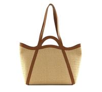 COCCINELLE Amalia Crochet Straw Handbag Natural / Cuir