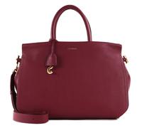 COCCINELLE Blue Soft Handbag Grained Leather Garnet Red