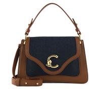 COCCINELLE C-Me Denim Handbag Grainy Leather Blue Denim / Cognac