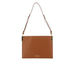 COCCINELLE Delices Canvas Flat Shoulder Bag Natural / Caramel