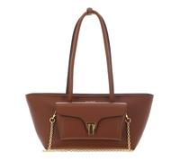 COCCINELLE Double Beat Grained Leather Handbag Cognac